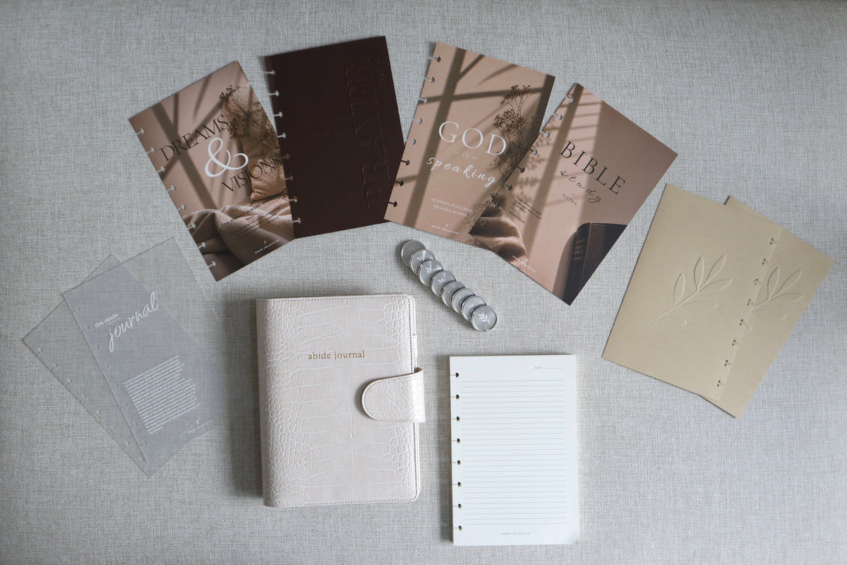 Abide Journal Bundle | Beige Cover & Silver Discs